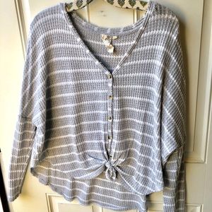 Striped gray/white long sleeve top